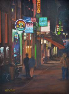 Halvemaansteeg Amsterdam - Night Scene By Alex Vishnevsky At The Third Annual Friends Of The Delaware Canal Art Show